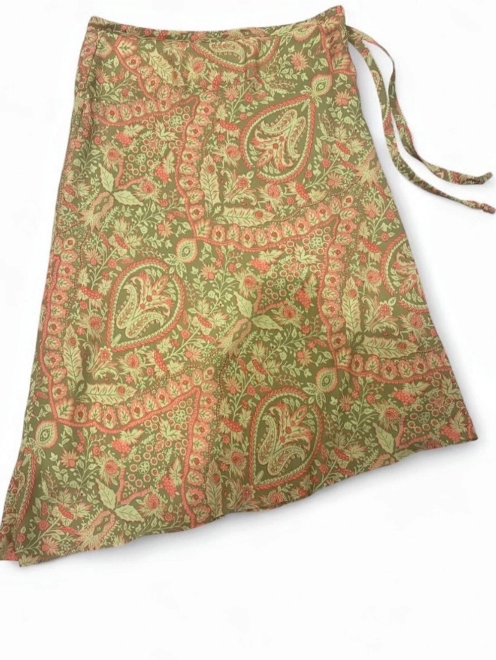 Giorgio Fiorlini Midi Floral Design Flowy Y2K Boho Skirt in Green & Pink Size 6